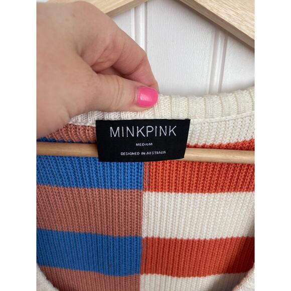 Minkpink Madi Dress Women's M Striped Tamara Spliced Knit Vacation Beach - Picture 4 of 6